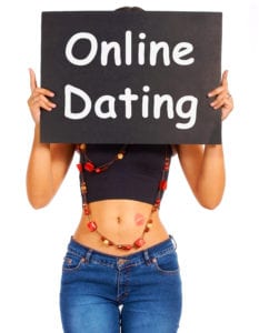 Woman Holding "Online Dating" Sign