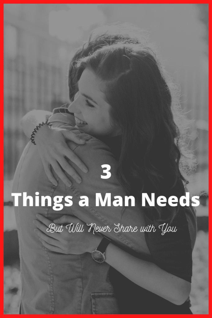 A picture showing one of the three things a man needs, a woman who is hugging her boyfriend