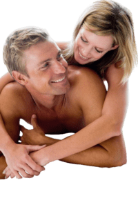 man and women on a bed cuddling