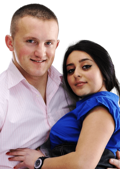 portrait of a beautiful young happy smiling couple