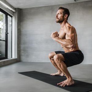 man doing lunges