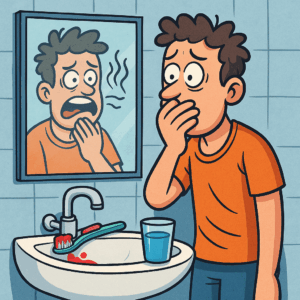🦷 Bleeding Gum Treatment at Home: Natural Remedies for Healthier Gums 5 man with bleeding gum and a bad breath