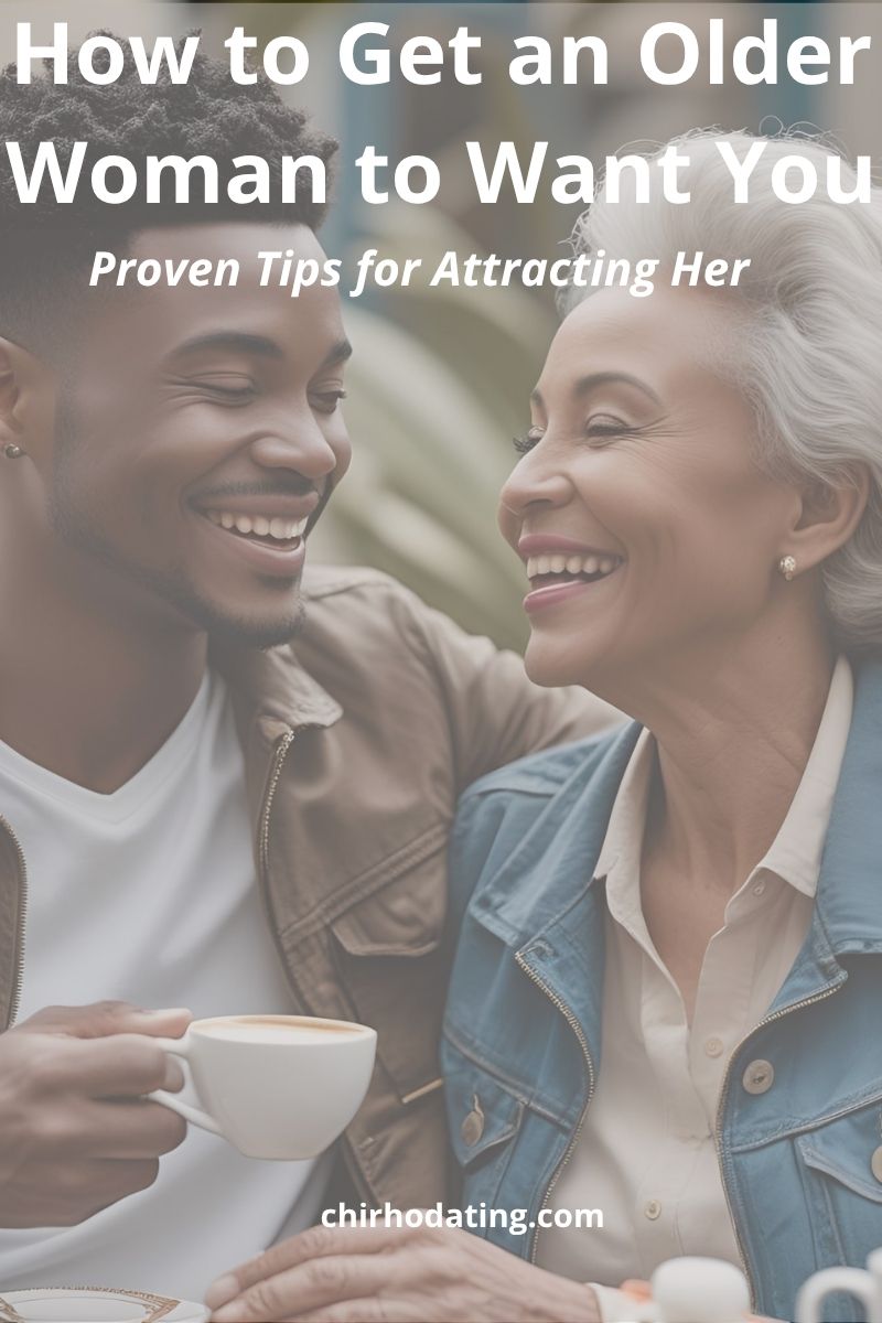 Young Black man smiling at an older Black woman with white hair, illustrating how to get an older woman to want you