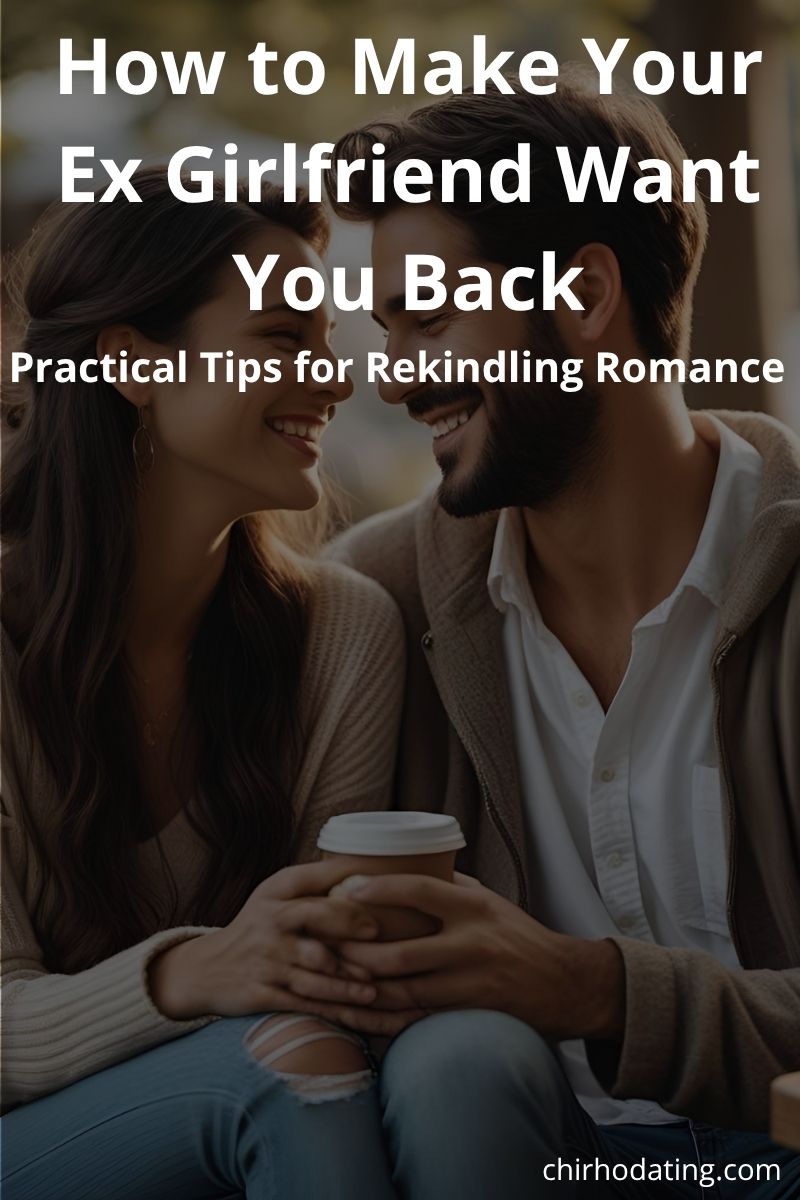 White couple smiling at each other in a park, each holding a takeaway coffee, illustrating how to make your ex girlfriend want you back