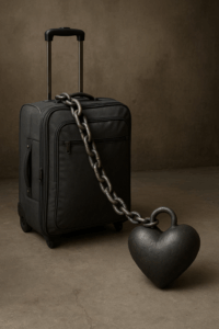 Symbolic image of emotional baggage, representing past hurts and trauma.