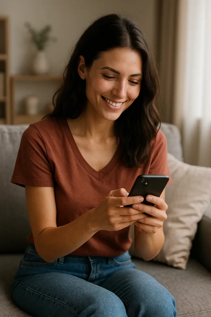 woman texting sunset