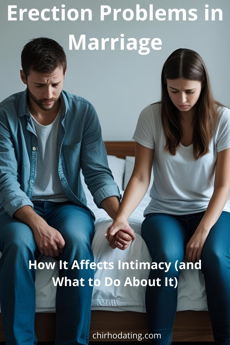 image of a sad couple sitting on the bedside to portray erection problems in marriage