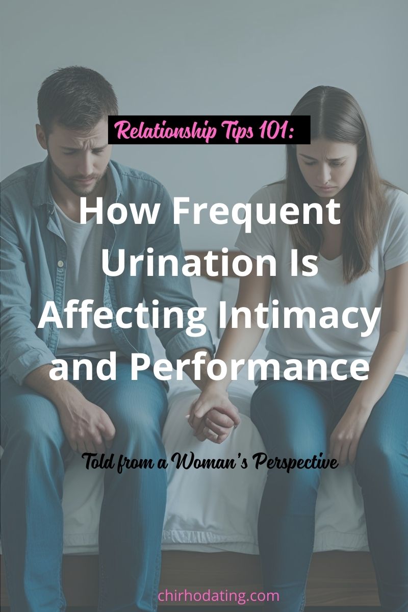 a couple sitting on the bedside holding hands to display the effect frequent urination affecting intimacy in the bedroom,