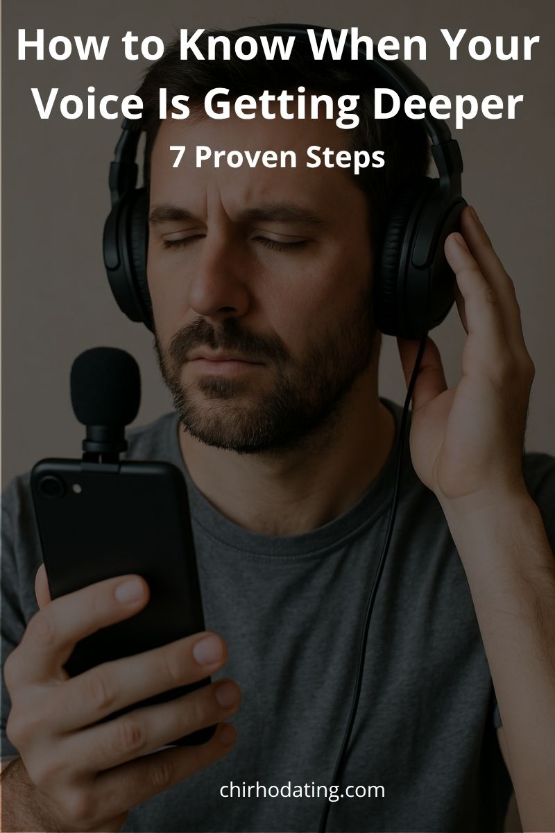 Focused man recording with headphones on, illustrating how to sense when your voice is getting deeper