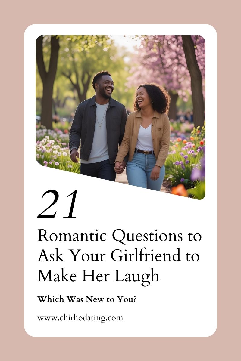 Happy black couple walking hand in hand through a garden, laughing together as they connect through playful conversation