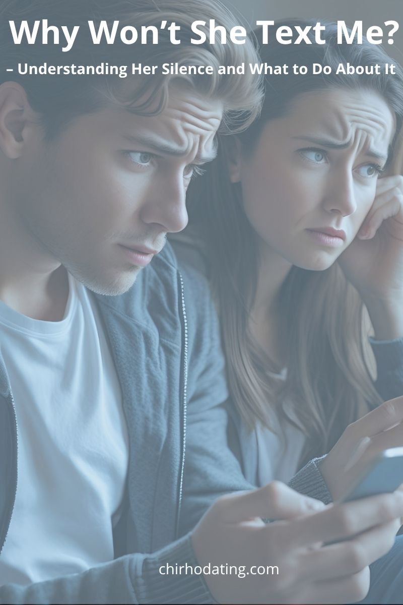 Man looking at his phone while sitting next to a woman who stares blankly ahead, capturing the tension behind why won’t she text me