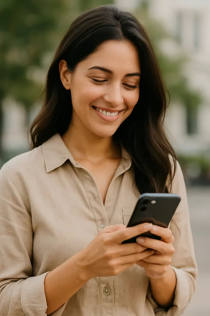 image of a woman watching her phone