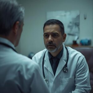 man getting bad news about his health from his doctor,