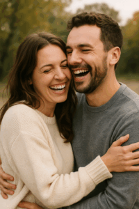 Couple reconnecting emotionally after a period of distance.