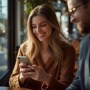 image of a woman texting her boyfriend,