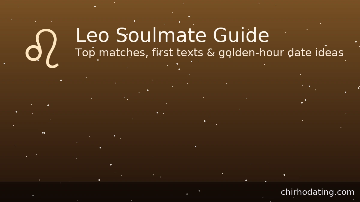 Leo soulmate guide with top matches, first texts, and golden-hour date ideas.