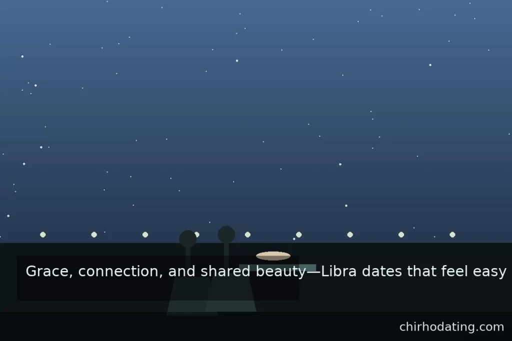 Real-life dating environments that suit Libra; café stroll in art district vibe.