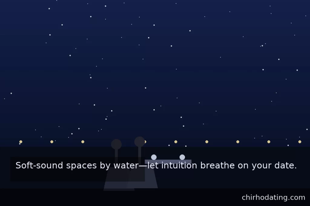Real-life dating environments that suit Pisces; soft-sound café by water.
