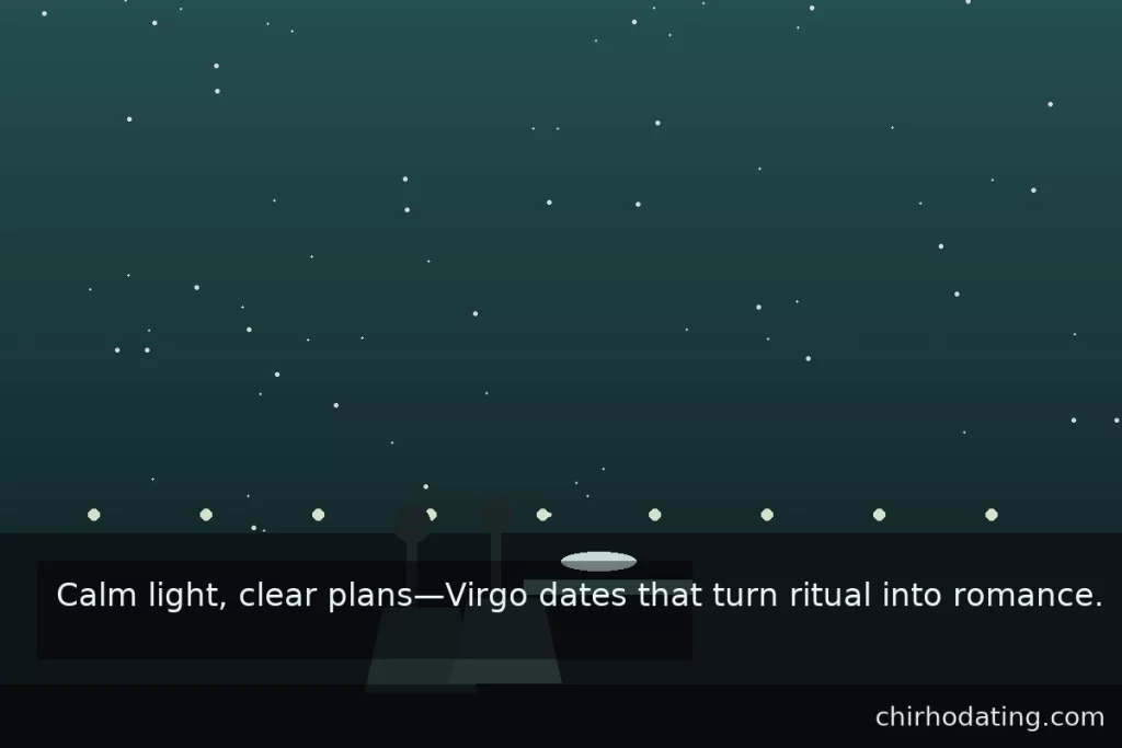 Real-life dating environments that suit Virgo; tea room and river-walk vibe.