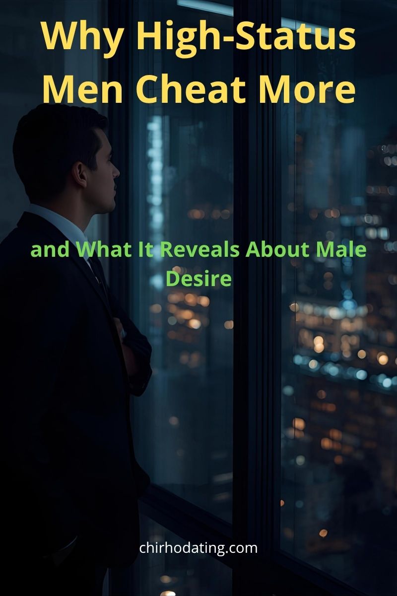 Successful man in suit looking out city window, reflecting on loneliness and temptation.