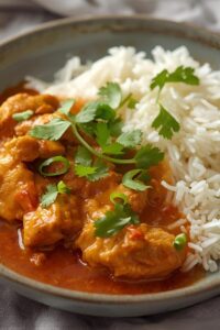 image of butter chicken with rice,