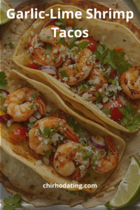 image of garlic lime shrimp tacos,