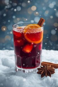 wintery image of spiced mulled wine the perfect hot drink for cold days,