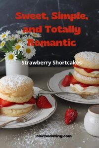 image of strawberry shortcakes serve with whipped cream for a whopping end of your spring date,