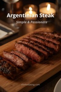 image of a meduim-well Argentinian steak,