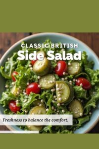 image of a British side salad containing cucumber and mixed greens,