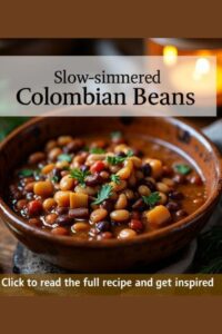 image of colombian slow-simmered beans in a brown bowl,