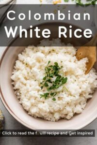 image of colombian white rice in a white bowl,