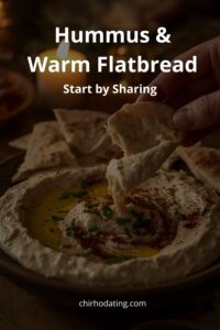 image of hummus with flatbread,