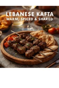 image of kafta (Lebanese lamb skewers)