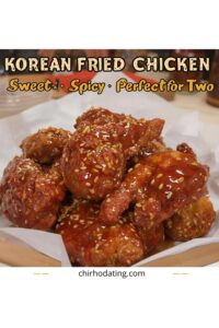 image of sweet and spicy Korean fried chicken on a plate.