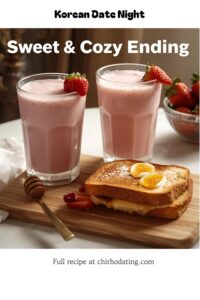 Korean strawberry milk or honey butter toast dessert.