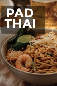 Pad Thai noodles with shrimp and lime.