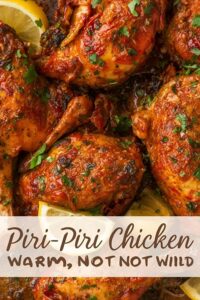 Image of Portuguese piri-piri chicken with lemon and herbs.