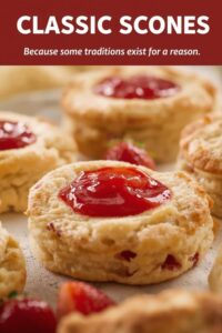 image of scones with strawberry jam,