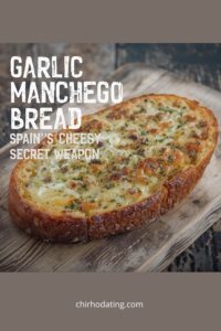 image of Garlic bread topped with melted Manchego cheese.