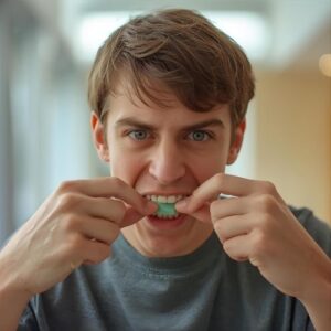 young man trying to change his appearance,