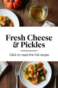 image of fresh cheese with pickles,