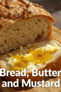 image of bread with butter and mustard,