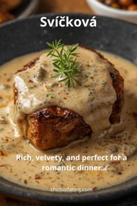 an image of Svickova a traditional Czech meal,