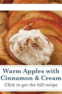 image of warm apples with cinnamon cream,