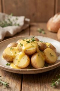 image of boiled potatoes with butter herbs