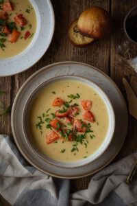 image of salmon soup,