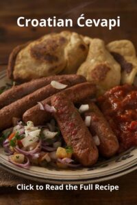 image of cevapi with flatbread,
