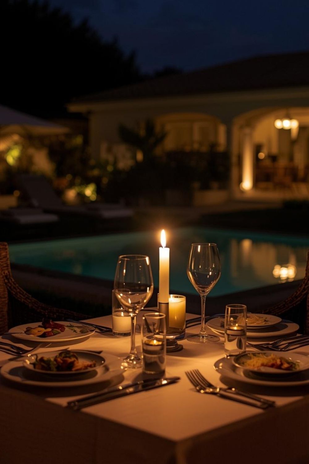 image of a romantic dinner table featuring healthy food,