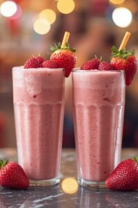 image of strawberry smoothies for two,